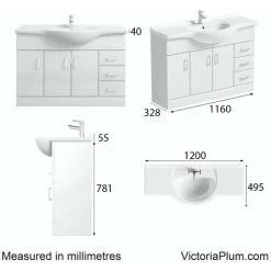 Orchard Eden White Floorstanding Vanity Unit And Ceramic Basin 1200mm -Comfort Bathroom Store 51332921 3