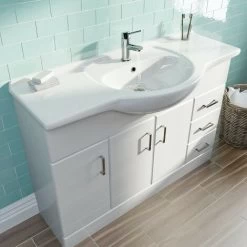 Orchard Eden White Floorstanding Vanity Unit And Ceramic Basin 1200mm -Comfort Bathroom Store 51332921 4