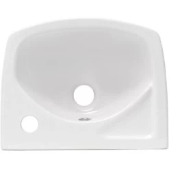 Siko Cloakroom Basin With Tap Hole On The Right, Overflow, 35x28 Cm, White (EUR913) -Comfort Bathroom Store 51377004 3