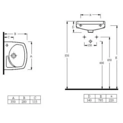 Siko Cloakroom Basin With Tap Hole On The Right, Overflow, 35x28 Cm, White (EUR913) -Comfort Bathroom Store 51377004 5
