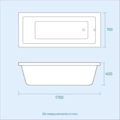 1700mm Square Single Ended Bathtub With Legs -Comfort Bathroom Store 51419724 4