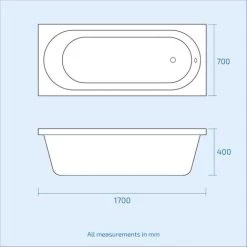 Harris 1700mm Standard Round Single Ended Bath & Legs White -Comfort Bathroom Store 51419730 4