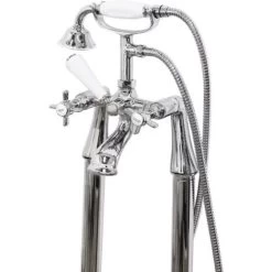 Edwardian Traditional Freestanding Chrome Bath Shower Mixer Tap With Handheld Kit 9 Edwardian Traditional Freestanding Chrome Bath Shower Mixer Tap With Handheld Kit -Comfort Bathroom Store 51419915 3