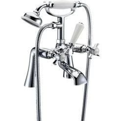 Edwardian Traditional Freestanding Chrome Bath Shower Mixer Tap With Handheld Kit 10 Edwardian Traditional Freestanding Chrome Bath Shower Mixer Tap With Handheld Kit -Comfort Bathroom Store 51419915 4
