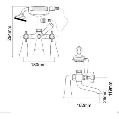 Edwardian Traditional Freestanding Chrome Bath Shower Mixer Tap With Handheld Kit 7 Edwardian Traditional Freestanding Chrome Bath Shower Mixer Tap With Handheld Kit - Image 5