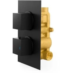 2 Dial 1 Outlet Concealed Thermostatic Shower Square Refined Valve - Matte Black -Comfort Bathroom Store 51419986 5