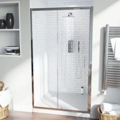 Shower 1100mm Sliding Door With 700 Mm Frameless Glass Side Panel Screen -Comfort Bathroom Store 51420338 3