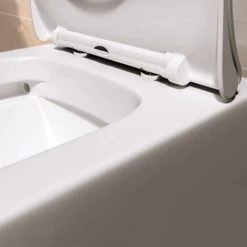 Modern Rimless Back To Wall Toilet Pan WC And Soft Close Seat White -Comfort Bathroom Store 51420351 4
