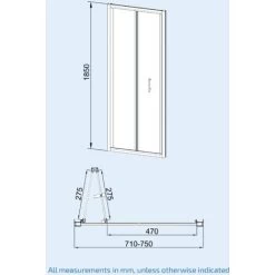 Bi-Fold Folding 760 Mm Glass Door With Frameless 760 Mm Side Panel