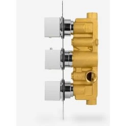 Cameo Modern Square 3 Dial 2 Outlet Concealed Shower Valve - Chrome 9 Cameo Modern Square 3 Dial 2 Outlet Concealed Shower Valve - Chrome -Comfort Bathroom Store 51420668 3