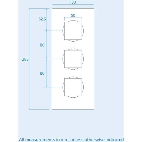 Cameo Modern Square 3 Dial 2 Outlet Concealed Shower Valve - Chrome 6 Cameo Modern Square 3 Dial 2 Outlet Concealed Shower Valve - Chrome - Image 4