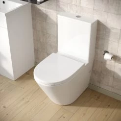 Modern Close Coupled Rimless Round Toilet Ceramic Soft Closing Seat White Okham -Comfort Bathroom Store 51428619 3