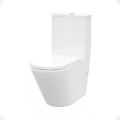 Modern Close Coupled Rimless Round Toilet Ceramic Soft Closing Seat White Okham -Comfort Bathroom Store 51428619 4