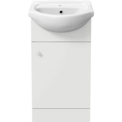 Alpine Bathroom Basin Sink Vanity Unit 450mm Floor Standing 1TH Furniture Matte White -Comfort Bathroom Store 51585160 3