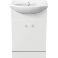 Alpine Bathroom Basin Sink Vanity Unit 1TH Floor Standing 550mm Furniture Matte White -Comfort Bathroom Store 51585163 4