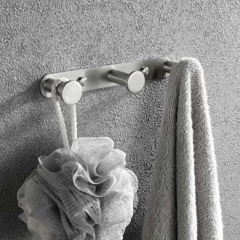 Wall Towel Hook Coat Hooks With Hooks 304 Stainless Steel Wall Mount Towel Rack Hooks For Bathroom And Kitchen Doors (3 Hooks, Brushed) 4 Wall Towel Hook Coat Hooks With Hooks 304 Stainless Steel Wall Mount Towel Rack Hooks For Bathroom And Kitchen Doors (3 Hooks, Brushed) - Image 2