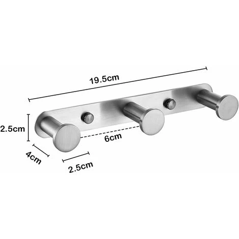 Wall Towel Hook Coat Hooks With Hooks 304 Stainless Steel Wall Mount Towel Rack Hooks For Bathroom And Kitchen Doors (3 Hooks, Brushed) 7 Wall Towel Hook Coat Hooks With Hooks 304 Stainless Steel Wall Mount Towel Rack Hooks For Bathroom And Kitchen Doors (3 Hooks, Brushed) - Image 5