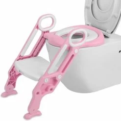 Toilet Support With Stairs, Child Toilet Seat Toilet Accessory For Toilet 38-42cm, Pink