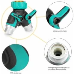 LangRay Garden Hose Splitter, 3/4 ”Zinc Alloy Dispenser With 2 Outlets Valves, Suitable For Timers, Adjustable And Lockable Water Flow With 2 Connectors And 4 Washers -Comfort Bathroom Store 51796782 5