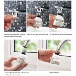 LangRay 360 Degree Mobile Kitchen Faucet Head- Bubbler Aerator -Water Saving -Bath Nozzle Filter Tip- 3 Modes Adjustable Shower Head Filter Sprayer For Kitchen Bathroom (White) -Comfort Bathroom Store 51796822 3