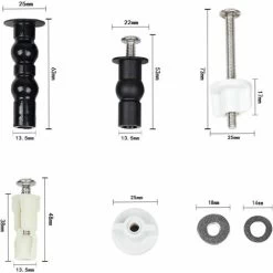 LangRay 3 Pairs Toilet Seat Hinge Fixings, Screws For Toilet Fixing Set Hinge Screw Fixings Extendable Rubber Screw Fits All Toilets -Comfort Bathroom Store 51796825 3