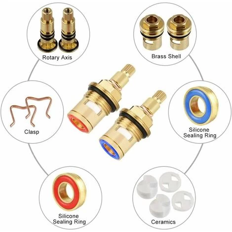 LangRay Ceramic Cartridge Faucet Fiyuer 4 Pcs Ceramic Disc Faucet Head For Shower Cabin Kitchen Shower Room Brass Water Replacement Valves (Hot And Cold) 5 LangRay Ceramic Cartridge Faucet Fiyuer 4 Pcs Ceramic Disc Faucet Head For Shower Cabin Kitchen Shower Room Brass Water Replacement Valves (Hot And Cold) - Image 3
