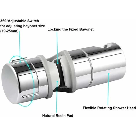 LangRay Replaceable Hand Shower Bracket 19-25MM Adjustable Diameter Chrome ABS Shower Head Holder 【2019 New Design Upgrade】 4 LangRay Replaceable Hand Shower Bracket 19-25MM Adjustable Diameter Chrome ABS Shower Head Holder 【2019 New Design Upgrade】 - Image 2