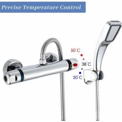 Thermostatic Shower, Thermostatic Bathtub Valve In Brass 59, Safety Protection With 38 ℃ Anti-Scald Knob, Bathtub Mixer Precise Temperature And Water Volume Adjustment -Comfort Bathroom Store 51803158 3