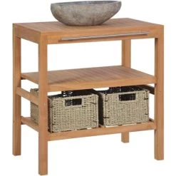 Topdeal Bathroom Vanity Cabinet Solid Teak With Riverstone Sink VDTD12429 -Comfort Bathroom Store 51864524 2