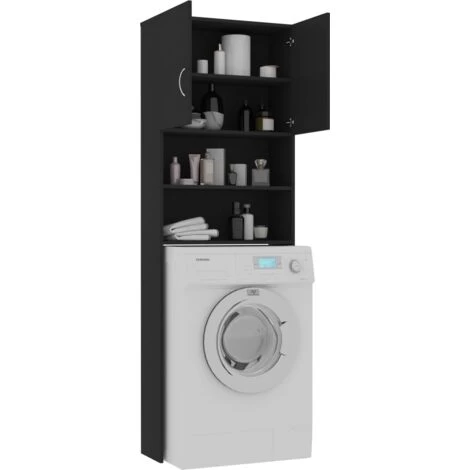 Topdeal Washing Machine Cabinet Black 64x25.5x190 Cm Chipboard VDTD31057 6 Topdeal Washing Machine Cabinet Black 64x25.5x190 Cm Chipboard VDTD31057 - Image 4