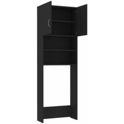 Topdeal Washing Machine Cabinet Black 64x25.5x190 Cm Chipboard VDTD31057 11 Topdeal Washing Machine Cabinet Black 64x25.5x190 Cm Chipboard VDTD31057 -Comfort Bathroom Store 51870914 5