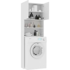 Topdeal Washing Machine Cabinet White 64x25.5x190 Cm Chipboard VDTD31056 -Comfort Bathroom Store 51870915 4