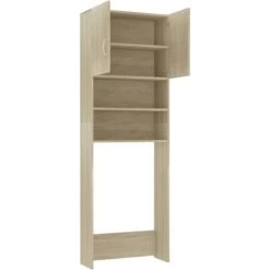 Topdeal Washing Machine Cabinet Sonoma Oak 64x25.5x190 Cm Chipboard VDTD31059 -Comfort Bathroom Store 51870933 5