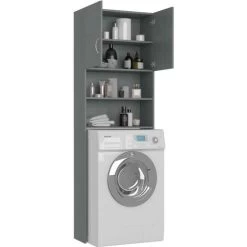 Topdeal Washing Machine Cabinet Grey 64x25.5x190 Cm Chipboard VDTD31058 -Comfort Bathroom Store 51870939 4