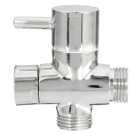 Chrome 3 Way Shower Head Forshower Bypass Valve Tee Adapter Tap Hasaki 4 Chrome 3 Way Shower Head Forshower Bypass Valve Tee Adapter Tap Hasaki - Image 2