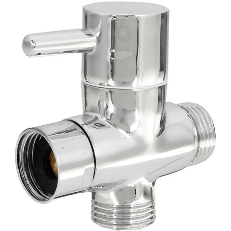 Chrome 3 Way Shower Head Forshower Bypass Valve Tee Adapter Tap Hasaki 5 Chrome 3 Way Shower Head Forshower Bypass Valve Tee Adapter Tap Hasaki - Image 3