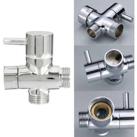 Chrome 3 Way Shower Head Forshower Bypass Valve Tee Adapter Tap Hasaki 6 Chrome 3 Way Shower Head Forshower Bypass Valve Tee Adapter Tap Hasaki - Image 4