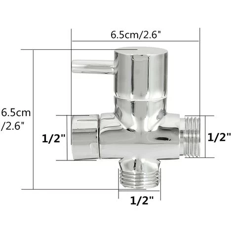 Chrome 3 Way Shower Head Forshower Bypass Valve Tee Adapter Tap Hasaki 7 Chrome 3 Way Shower Head Forshower Bypass Valve Tee Adapter Tap Hasaki - Image 5
