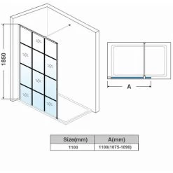 ELEGANT 1100mm Black Framed Walk In Shower Door 8mm Safety Tempered Glass Wet Room Shower Enclosure Include Stainless Steel Support Rod -Comfort Bathroom Store 52074123 5