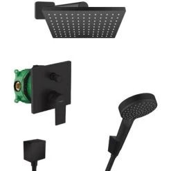 Hansgrohe Vernis Shape All-in-one Shower Set With 230° Head Shower + 2 Jet Hand Shower, Matt Black