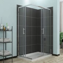 ELEGANT 6mm Safety Tempered Glass 900 X 760 Mm Sliding Corner Entry Shower Enclosure