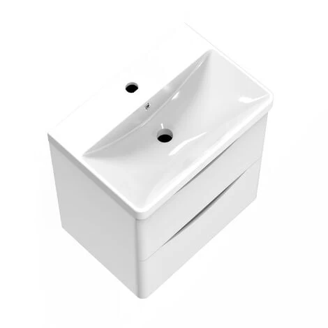 Acezanble 500mm Wall Hung Bathroom Cabinet Vanity Sink Unit With Basin,2 Drawers Gloss White 5 Acezanble 500mm Wall Hung Bathroom Cabinet Vanity Sink Unit With Basin,2 Drawers Gloss White - Image 3