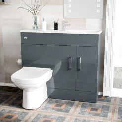 Slimline Floorstanding Grey Vanity Basin And BTW Combo Unit Flat Pack James -Comfort Bathroom Store 54006634 5