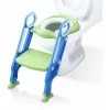 LITZEE Baby Potty Training Toilet Seat Adjustable Toddler Child Toilet Trainer With Step Stool Ladder, Anti-Slip, Sturdy (75KG), Foldable For 1-7 Kids (Green & Blue) -Comfort Bathroom Store 54068824 1