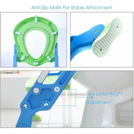 LITZEE Baby Potty Training Toilet Seat Adjustable Toddler Child Toilet Trainer With Step Stool Ladder, Anti-Slip, Sturdy (75KG), Foldable For 1-7 Kids (Green & Blue) 5 LITZEE Baby Potty Training Toilet Seat Adjustable Toddler Child Toilet Trainer With Step Stool Ladder, Anti-Slip, Sturdy (75KG), Foldable For 1-7 Kids (Green & Blue) - Image 3
