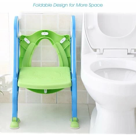 LITZEE Baby Potty Training Toilet Seat Adjustable Toddler Child Toilet Trainer With Step Stool Ladder, Anti-Slip, Sturdy (75KG), Foldable For 1-7 Kids (Green & Blue) 7 LITZEE Baby Potty Training Toilet Seat Adjustable Toddler Child Toilet Trainer With Step Stool Ladder, Anti-Slip, Sturdy (75KG), Foldable For 1-7 Kids (Green & Blue) - Image 5