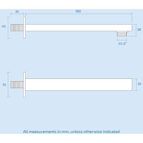 Rectangular 380mm Shower Arm Matte Black 4 Rectangular 380mm Shower Arm Matte Black - Image 2
