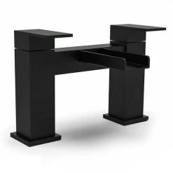 Black Matt Basin Sink Bathroom Luxury Waterfall & Bath Filler Tap Set -Comfort Bathroom Store 54194180 3