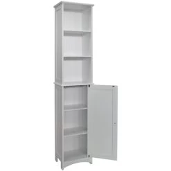 AMERICAN COTTAGE - Tall Bathroom Storage Cupboard With Display Shelves - White -Comfort Bathroom Store 5435264 3