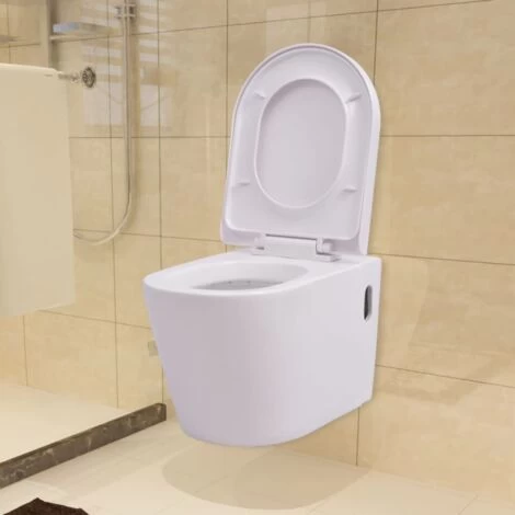 Wall Hung Toilet Ceramic White VidaXL 4 Wall Hung Toilet Ceramic White VidaXL - Image 2